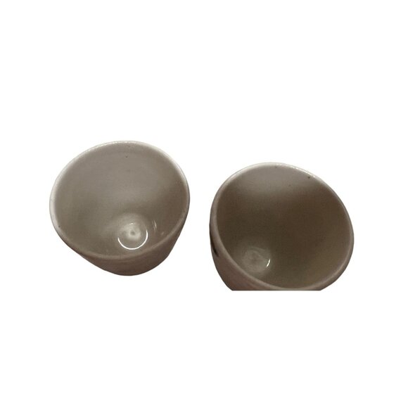 Handcrafted Japanese Ceramic Tea Sake Cups Set Of 2 With Abstract Design - Picture 5 of 6